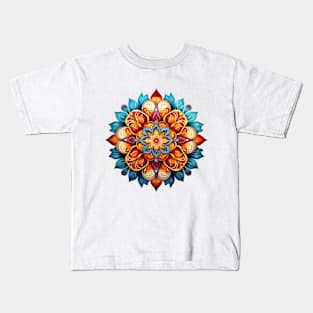 Mandala in Gold and Teal Kids T-Shirt